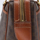CELINE Macadam Canvas Mini Boston Bag PVC Leather Brown Gold Auth ki6818-5