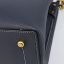 Coach Shoulder Bag Leather 2way Navy Gold Auth ki6820A-14