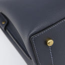 Coach Shoulder Bag Leather 2way Navy Gold Auth ki6820A-15