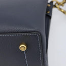 Coach Shoulder Bag Leather 2way Navy Gold Auth ki6820A-16