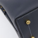 Coach Shoulder Bag Leather 2way Navy Gold Auth ki6820A-17