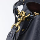 Coach Shoulder Bag Leather 2way Navy Gold Auth ki6820A-19