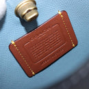 Coach Shoulder Bag Leather 2way Navy Gold Auth ki6820A-20