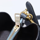 Coach Shoulder Bag Leather 2way Navy Gold Auth ki6820A-24