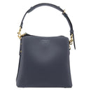 Coach Shoulder Bag Leather 2way Navy Gold Auth ki6820A-3