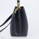 Coach Shoulder Bag Leather 2way Navy Gold Auth ki6820A-4