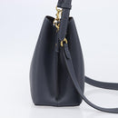 Coach Shoulder Bag Leather 2way Navy Gold Auth ki6820A-5