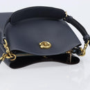 Coach Shoulder Bag Leather 2way Navy Gold Auth ki6820A-6