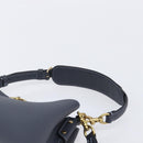 Coach Shoulder Bag Leather 2way Navy Gold Auth ki6820A-8