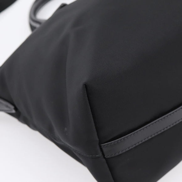 PRADA Hand Bag Nylon Leather 2way Black Gold Auth ki6822V