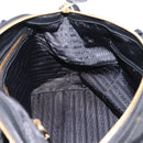 PRADA Hand Bag Nylon Leather 2way Black Gold Auth ki6822V-22