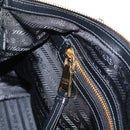 PRADA Hand Bag Nylon Leather 2way Black Gold Auth ki6822V-24