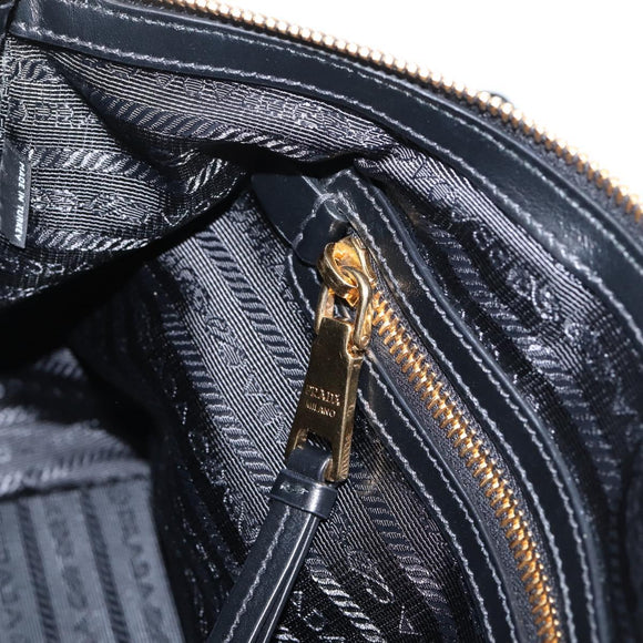 PRADA Hand Bag Nylon Leather 2way Black Gold Auth ki6822V
