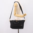 PRADA Hand Bag Nylon Leather 2way Black Gold Auth ki6822V-27