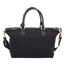 PRADA Hand Bag Nylon Leather 2way Black Gold Auth ki6822V-2