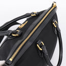 PRADA Hand Bag Nylon Leather 2way Black Gold Auth ki6822V-6