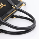 PRADA Hand Bag Nylon Leather 2way Black Gold Auth ki6822V-7