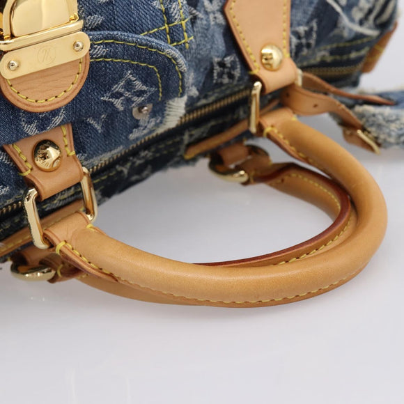 LOUIS VUITTON Monogram Denim Patchwork Speedy 30 Bag Blue M95380 LV Auth ki6823SAM