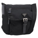 PRADA Shoulder Bag Nylon Black Silver Auth ki6826-1