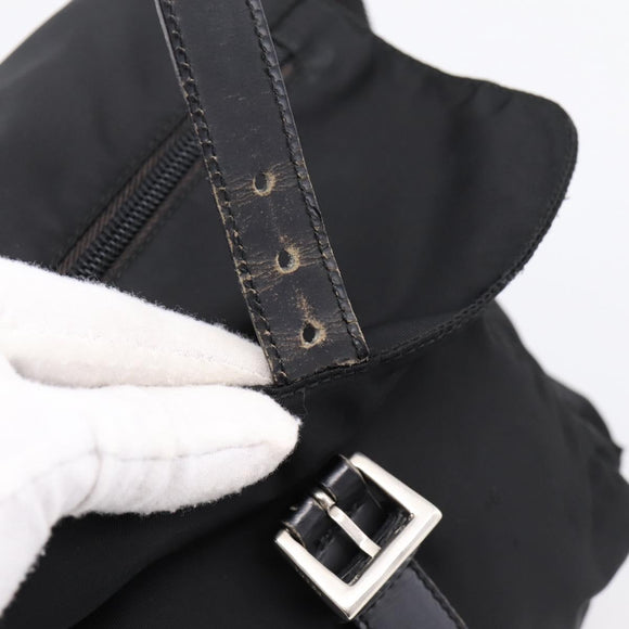 PRADA Shoulder Bag Nylon Black Silver Auth ki6826