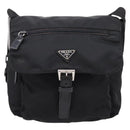 PRADA Shoulder Bag Nylon Black Silver Auth ki6826-13
