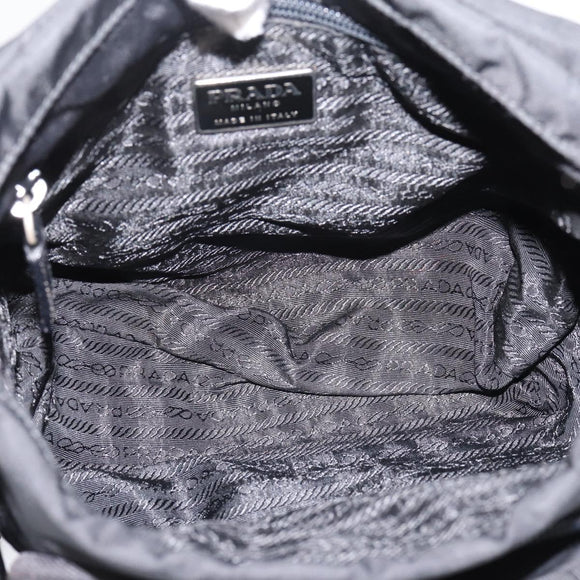 PRADA Shoulder Bag Nylon Black Silver Auth ki6826