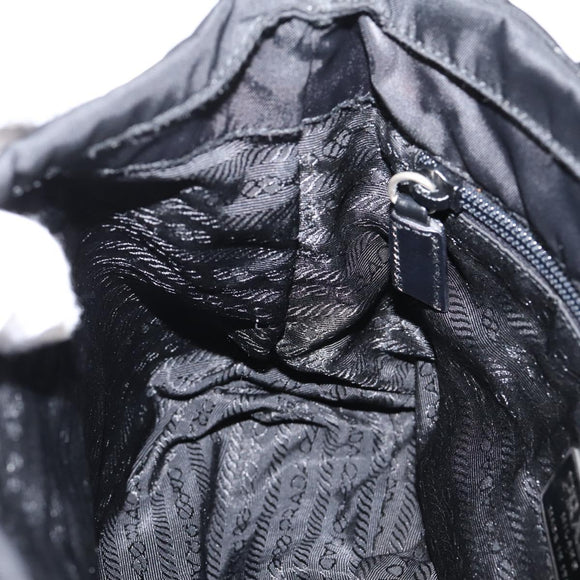 PRADA Shoulder Bag Nylon Black Silver Auth ki6826