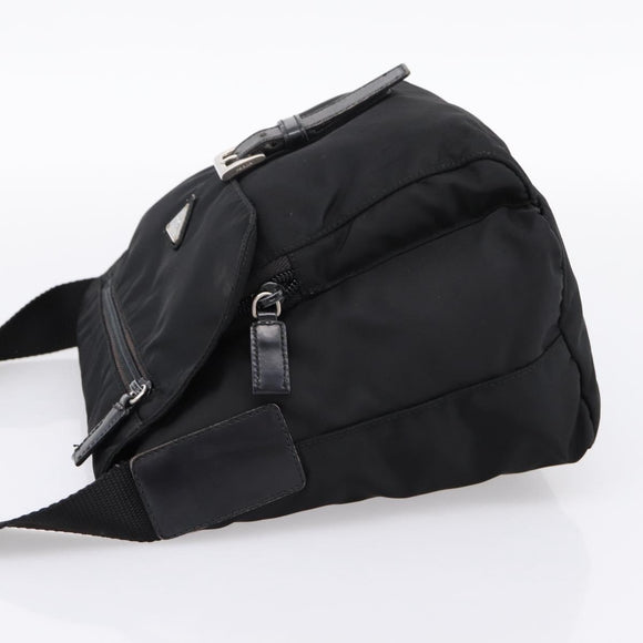 PRADA Shoulder Bag Nylon Black Silver Auth ki6826