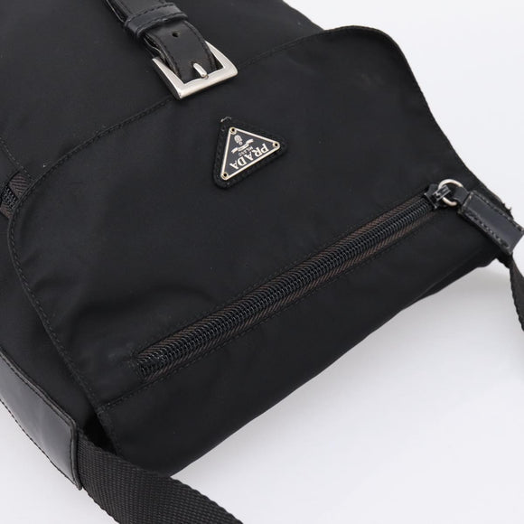 PRADA Shoulder Bag Nylon Black Silver Auth ki6826