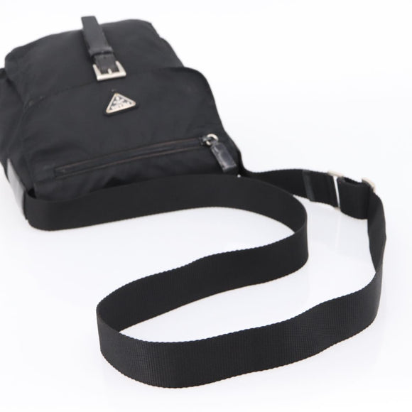 PRADA Shoulder Bag Nylon Black Silver Auth ki6826