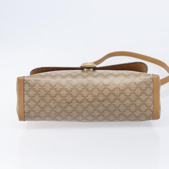 CELINE Macadam Canvas Shoulder Bag PVC Beige Gold Auth ki6828