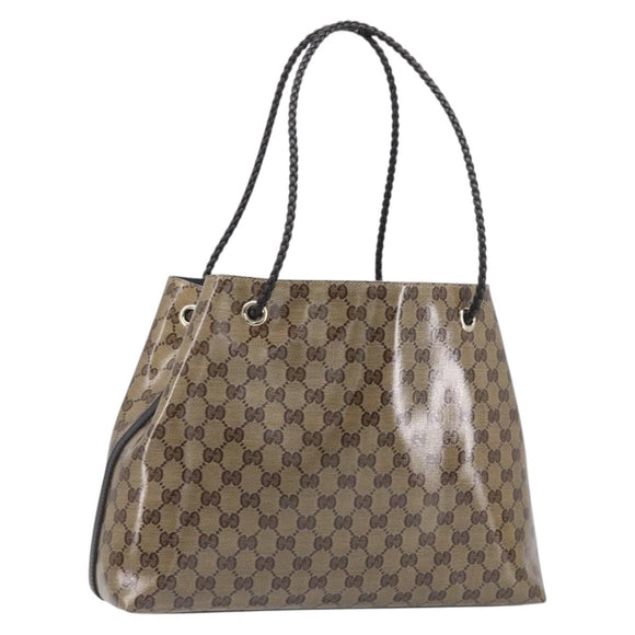 GUCCI GG crystal Shoulder Bag Coated Canvas Beige Gold 419689 Auth ki6829V