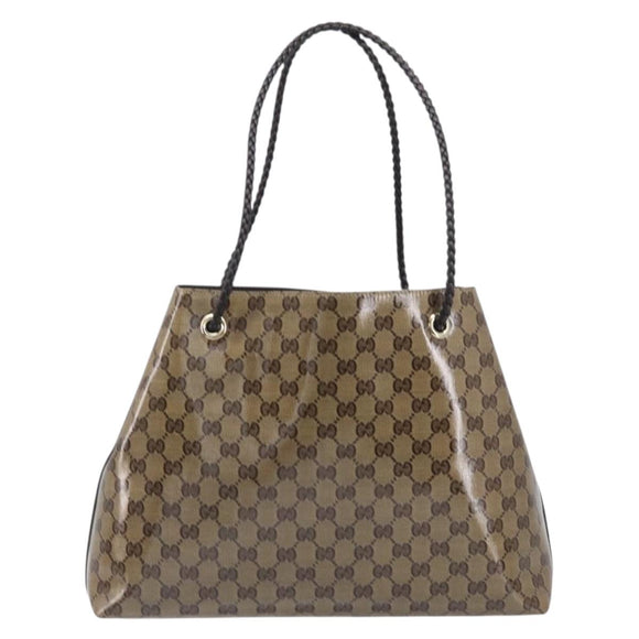 GUCCI GG crystal Shoulder Bag Coated Canvas Beige Gold 419689 Auth ki6829V
