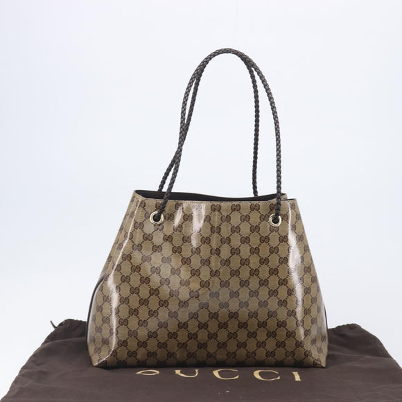GUCCI GG crystal Shoulder Bag Coated Canvas Beige Gold 419689 Auth ki6829V