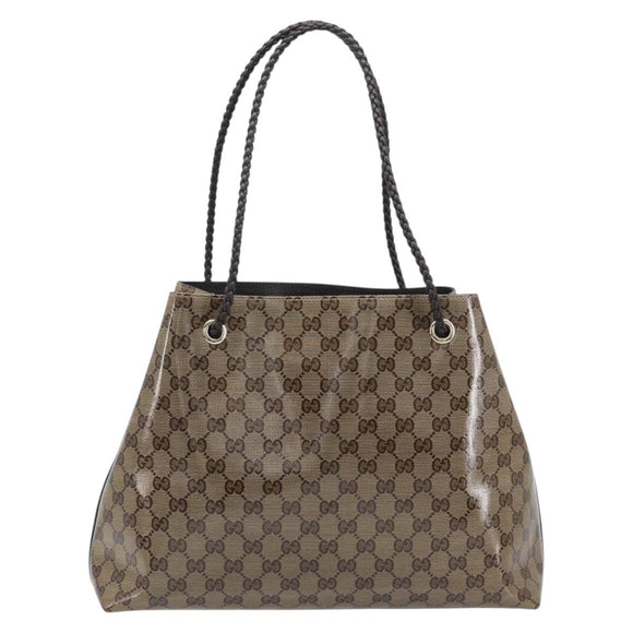 GUCCI GG crystal Shoulder Bag Coated Canvas Beige Gold 419689 Auth ki6829V