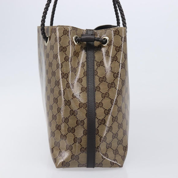 GUCCI GG crystal Shoulder Bag Coated Canvas Beige Gold 419689 Auth ki6829V