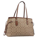 Coach Signature Tote Bag PVC Beige Gold Auth ki6830A-1