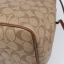 Coach Signature Tote Bag PVC Beige Gold Auth ki6830A-12
