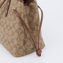 Coach Signature Tote Bag PVC Beige Gold Auth ki6830A-14