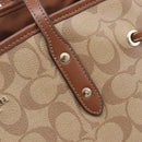 Coach Signature Tote Bag PVC Beige Gold Auth ki6830A-17