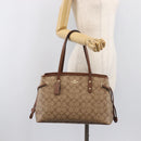 Coach Signature Tote Bag PVC Beige Gold Auth ki6830A-29