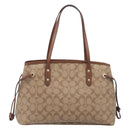 Coach Signature Tote Bag PVC Beige Gold Auth ki6830A-3