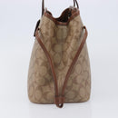 Coach Signature Tote Bag PVC Beige Gold Auth ki6830A-4
