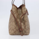 Coach Signature Tote Bag PVC Beige Gold Auth ki6830A-5