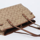 Coach Signature Tote Bag PVC Beige Gold Auth ki6830A-6