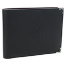 CARTIER Bifold Wallet Leather Black Silver Auth ki6832V-1