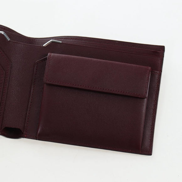 CARTIER Bifold Wallet Leather Black Silver Auth ki6832V