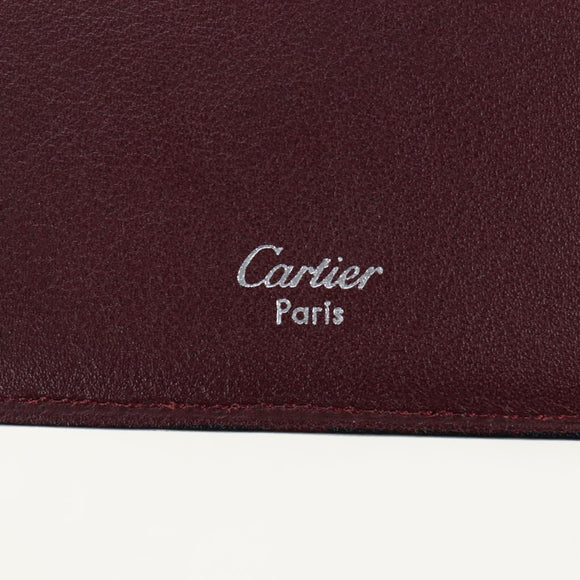 CARTIER Bifold Wallet Leather Black Silver Auth ki6832V