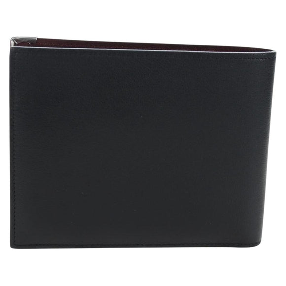 CARTIER Bifold Wallet Leather Black Silver Auth ki6832V