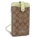 Coach Signature Shoulder Pouch Smartphone Case PVC Beige Silver Auth ki6833A-1